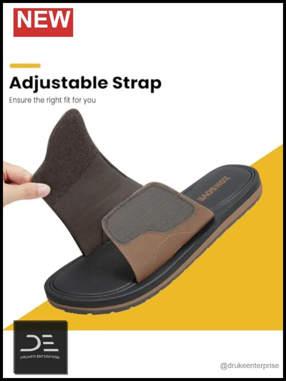 Adjustable Slide Sandals with Memory Foam Insole - Non-Slip Beach Slippers